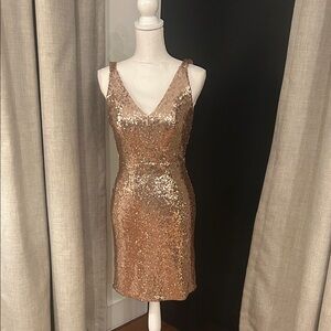 Elegant Sequin Mini Dress in Gold